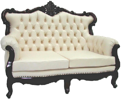 leather two seat sofa - Queen Anne style