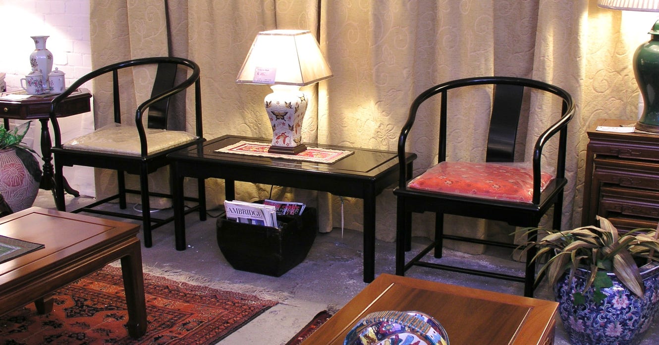 Ming style Chinese coffee table in antique distressed ebony finish