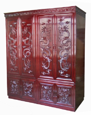 Carved Chinese Rosewood Wardrobe