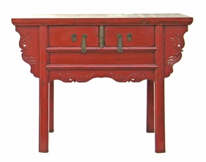 19th Century Chinese Antique Cinnabar red lacquer Sideboard with 'Swallow' carvings.