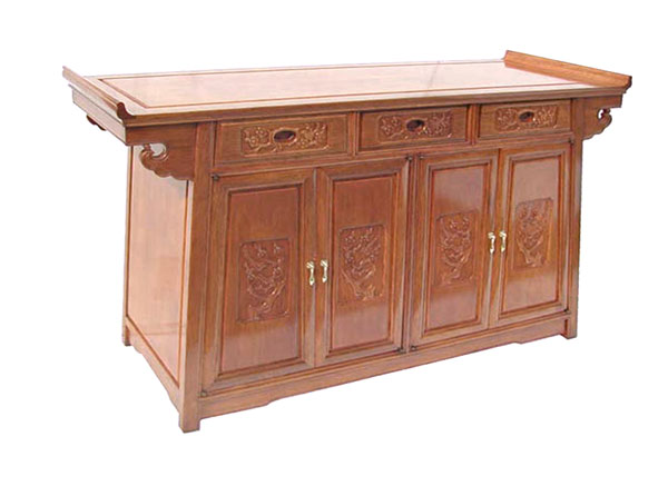 Altar style sideboard with bird & flower carving