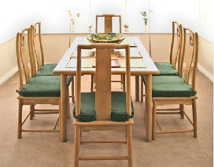 Ming Style dining table with folding leaves, including 6 side chairs 