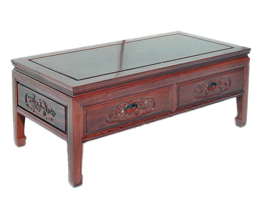 Rosewood Coffee Table with two drawers Bird and Flower Carving