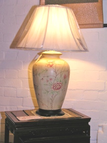 Hand painted Lamp including shade peony design