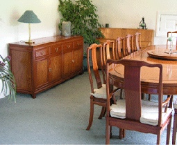 Chinese Dining room furniture - Oval rosewood classic Ming style dining table and sideboard - Mandarin plain design