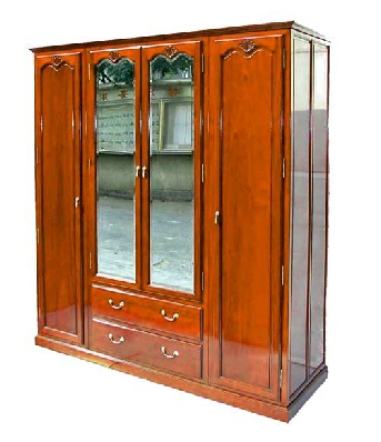 French style Rosewood Wardrobe with mirror doors over 2 drawers 
