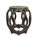 Traditional Chinese rosewood stool with carved rope design legs