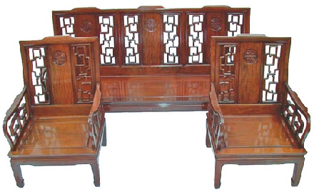 Chinese rosewood high back sofa set, Long Life design.