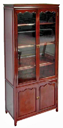 Chinese rosewood book cabinet with arched door panels
