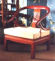 Chinese rosewood horseshoe backed King chair with carved back