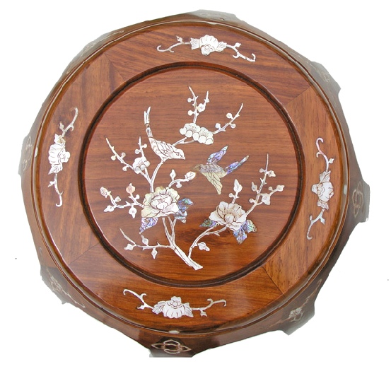 Chines rosewood stool with Mother of Pearl inlaid Birds & Flowers