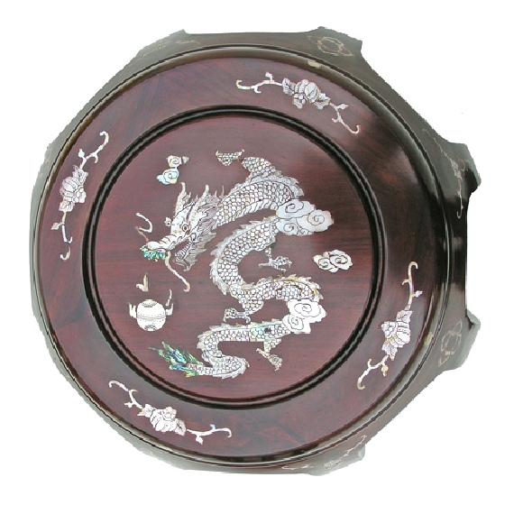 Chines rosewood stool with Mother of Pearl inlaid Dragon