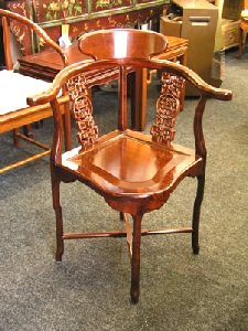 rosewood corner chair with longevity carving