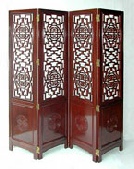 Chinese rosewood screen with solid carved longlife panels below open carved Longlife design upper panels.
