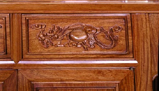 Chinese dragon carved drawer front