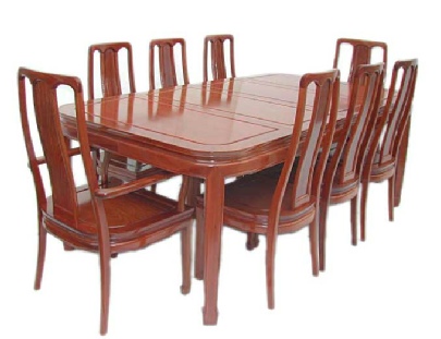 Mandarin Style round cornered dining table in plain design