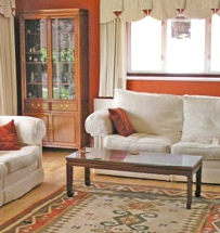 Oriental living room furniture - rosewood coffee table and book case