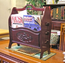 Rosewood magazine rack with Bird and Flower carving Magazine rack hand crafted in solid rosewood with bird and flower carving
