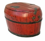 Antique Red Lacquer Rice Container