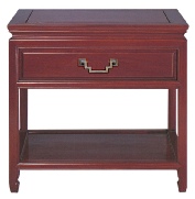 Sofa End lamp table with drawer and shelf handmade from solid Chinese Rosewood Chinese Lamp table with drawer and shelf, rosewood plain design with solid brass handle.